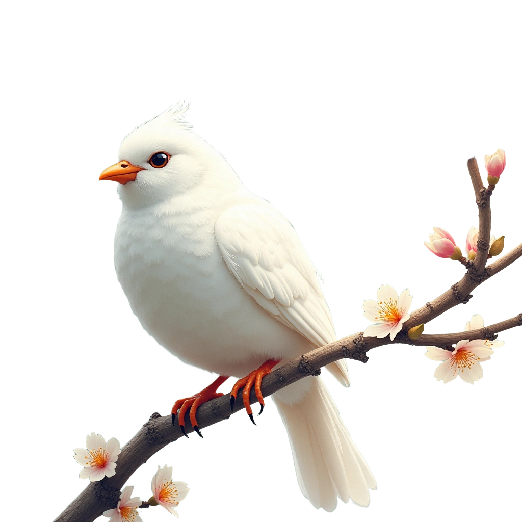 White Bird on a Blossoming Branch